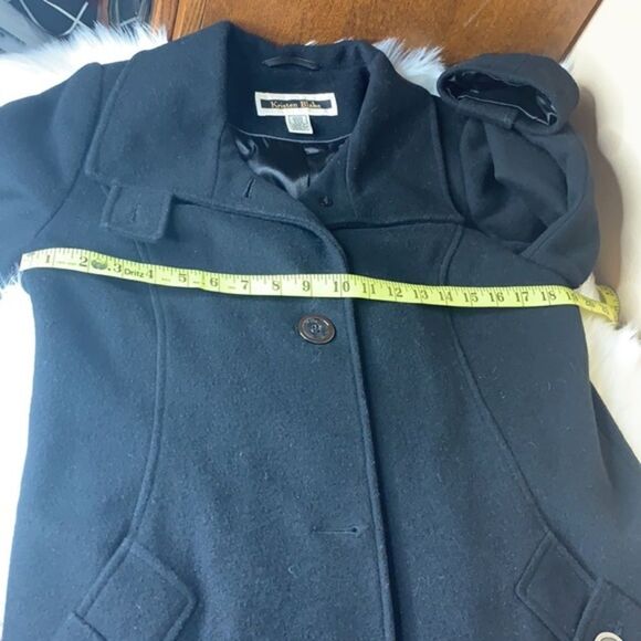 Kristen Blake Black Fine Australian Wool Blend Funnel Neck Pea Coat Size Small - Picture 9 of 13